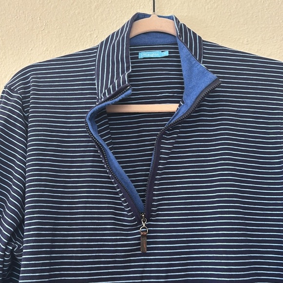 J. McLaughlin 1/4 Zip Athletic Pullover Navy and Sky Blue Size Medium - Picture 4 of 9